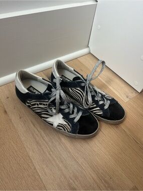 Golden Goose Black White Zebra Star Lace-Up Sneakers